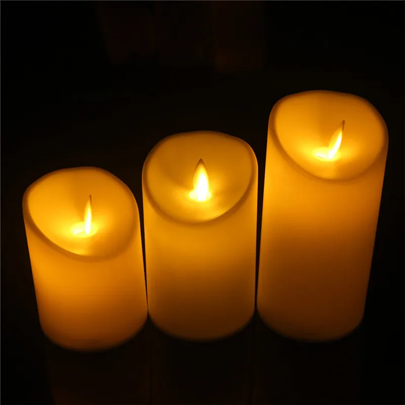 

3pcs/Set Luminara Ivory Flameless Candle Moving Wick Simulation Candle Lamp Party Wedding Birthday Decorations