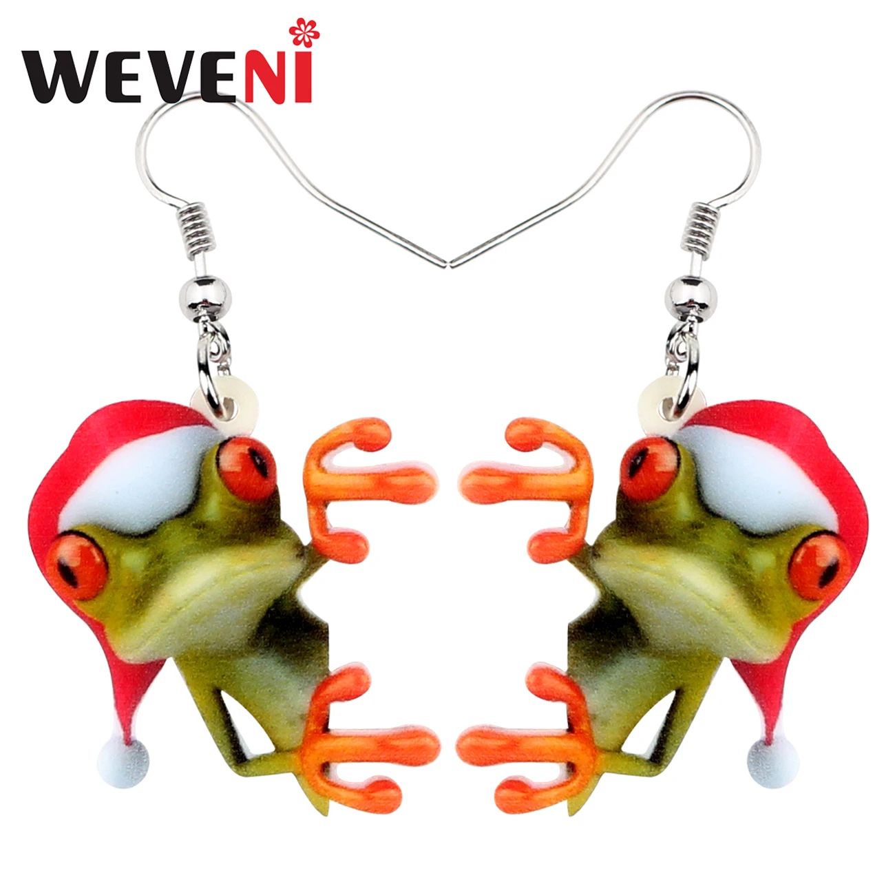 DUOWEI Acrylic Charms Frog Drop Earrings Fancy Cartoon Dangle Jewelry Novelty Party Gifts for Women Lover Teens Kids