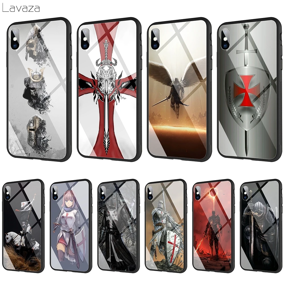 

Lavaza Templar Knight Tempered glass TPU Case for iPhone XS MAX XR X 8 7 6 6S Plus