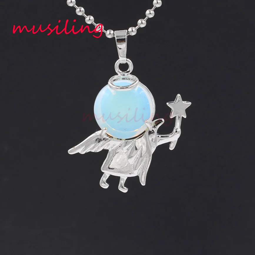 

Fairy Angel Cupid Pendants Necklace Chain Pendulum Natural Stone Crystal Reiki Charms Euramerican Fashion Jewelry For Women 1pcs