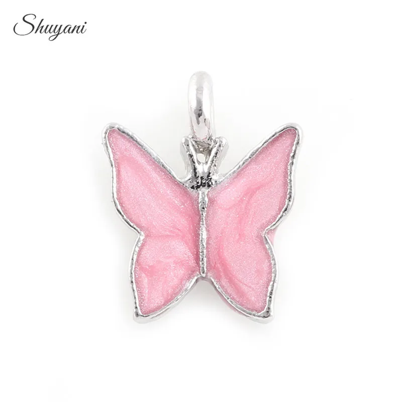 

14*10mm Silver/Gold Color Butterfly Charms Floating Enamel Butterfly Charms Pendant fit Bracelet Necklace DIY Female Jewelry
