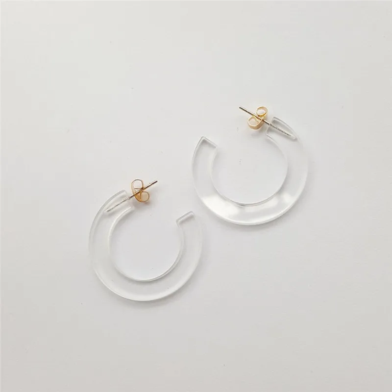 TTLIFE трендовые акриловые серьги-кольца для женщин, цветные круглые серьги из ацетатной смолы 3 см, геометрические массивные серьги, модное ювелирное изделие - Окраска металла: Clear