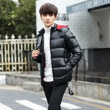 Модная мужская куртка со стоячим воротником, зимняя парка, свободные мужские куртки на молнии, с подкладкой, с карманами, с капюшоном, короткое теплое пальто