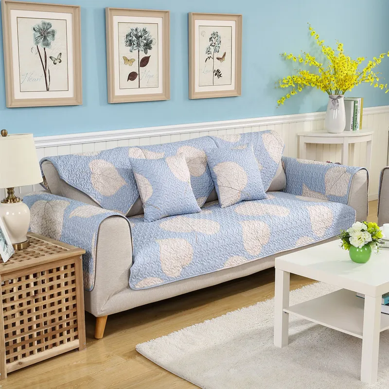 1pieceSofaCoverModernBlueLeavesPrintedSoftSlipResistantSofa
