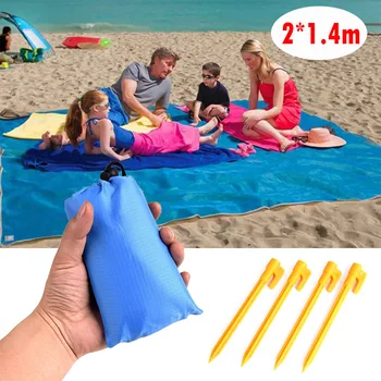 

2M Outdoor Camping Convenient Foldable Waterproof Beach Picnic Mat Lawn BBQ Summer Crawling Mat Toys with Windproof Nail