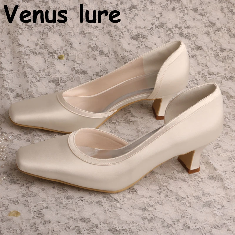 ivory satin court shoes