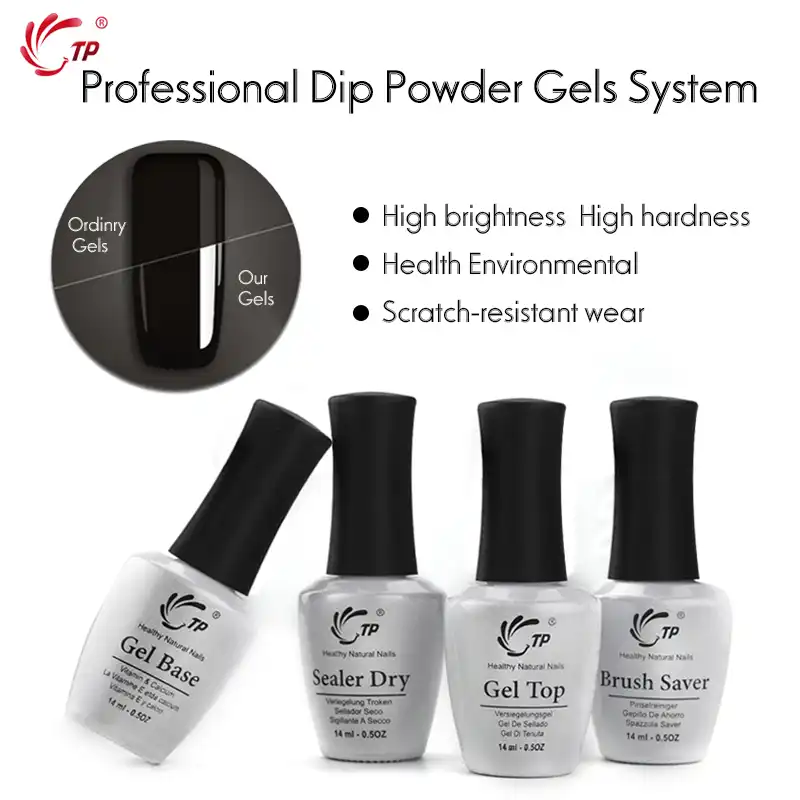 TP 7pcs Nail Dipping Powder starter kit Top Coat Gel Base + Activator