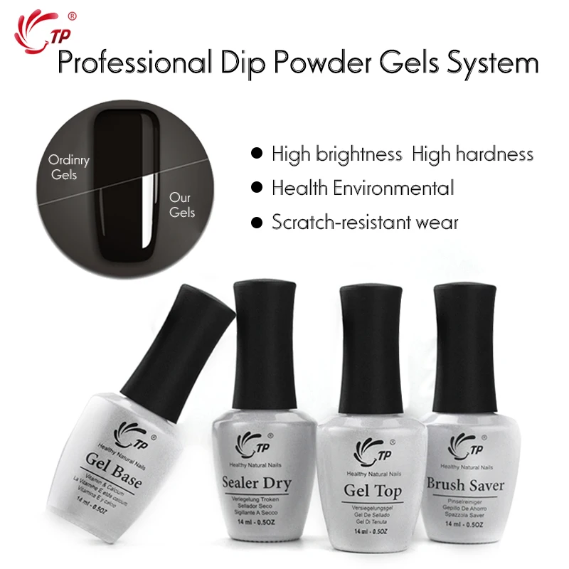 TP 14ml Brush Saver Activator Gel Base&Top For Nail Dip Powder Natural