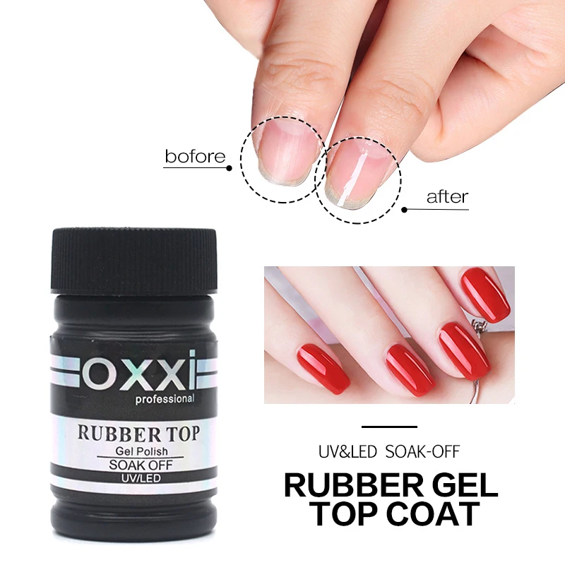 oxxi New Arrived 30ml Rubber Top Coat Bright Long-Lasting Gel Polish For Nails Desgin DIY Hybrid Varnishes Nail Base Coat Primer
