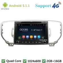 Quad Core 8″ 1024*600 Android 5.1.1 Car Multimedia DVD Video Player Radio Screen DAB+ 3G/4G WIFI GPS Map For Kia SPORTAGE 2016