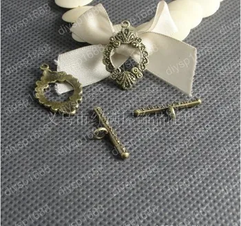 

Free Shipping Wholesale DIY Antiqued Bronze Vintage Alloy Fancy Lace Plant OT Clasp Toggle Bracelet Chain End Accessories 20Sets