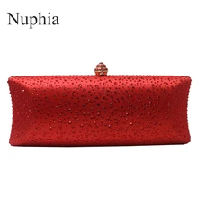 Nuphia Для женщин вечерние металлический расшитая кристаллами Сумочка-клатч вечерние сумки свадьбы свадебный мешок плеча сумки из натуральной кожи на ремешке клатч кошелек Красного/розового/голубого цвета