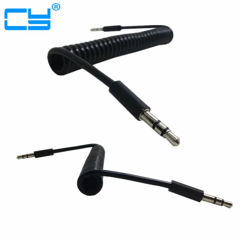 

3.5mm 3Pole Male to Female/Male Stereo Cable Audio Headphone Curly Elasticity Cord