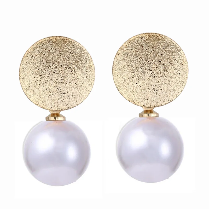 

2019 New Vintage Drop Earrings Simple Round Sequin Ball Imitation Pearl Metal Party Jewelry For Women Girl Dangle Diy Brincos