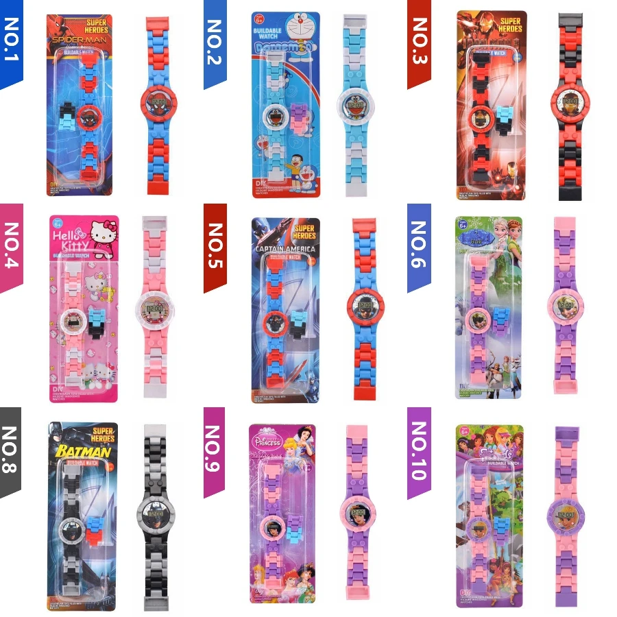 

Child Clock kids watches legoED Princess Building Figures Bricks Blocks Watch Children Toys Compatible LegoING Block Watch kid