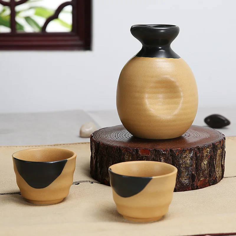 1 Sake Pot + 2 Sake Cup ceramics china wine set wine Wineset drinking