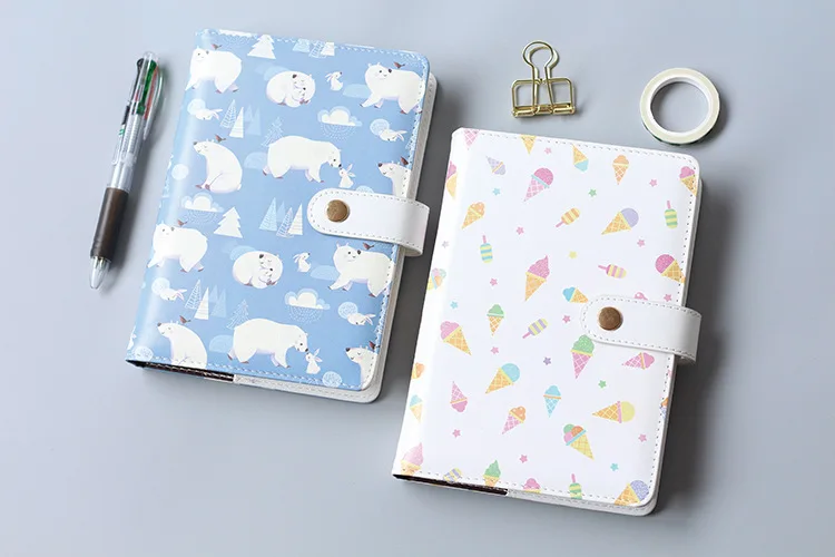A5 Faux Leatherette Polar Bear Soft Notebook, 114Sheets Colored Fix Refill Notebook Daily Planner Notepad A5 Faux Leatherette Polar Bear Soft Notebook, 114Sheets Colored Fix Refill Notebook Daily Planner Notepad