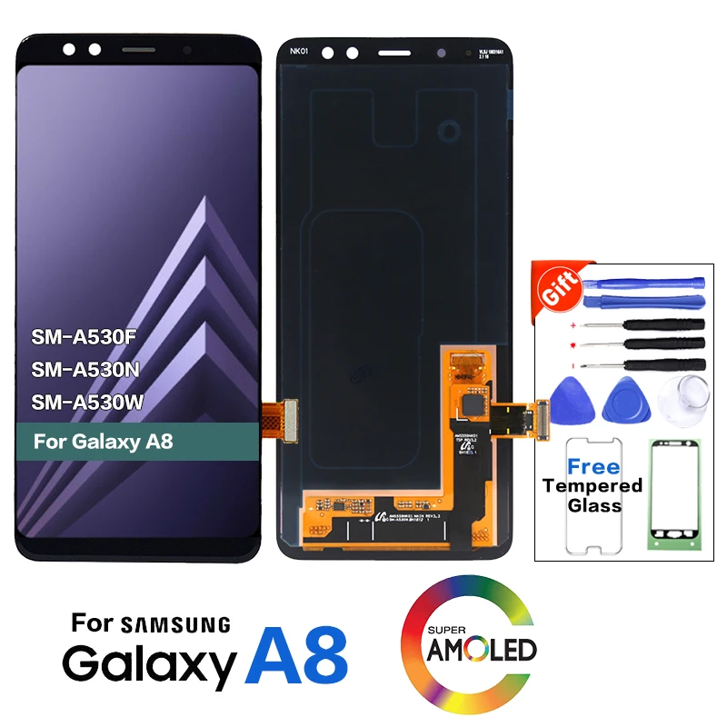 

Original AMOLED LCD Display for SAMSUNG Galaxy A8 2018 LCD A530 LCD Touch Digitizer Assembly A530F Display LCD 100% Tested
