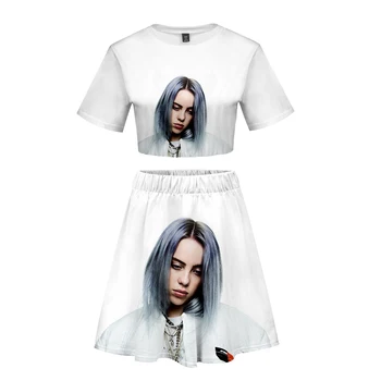 

2019 3D summer Billie Eilish sets Casual Print Two Piece sets Women sexy Sets 2019 Hot Sale women kpops 3D sets Plus Size XXL