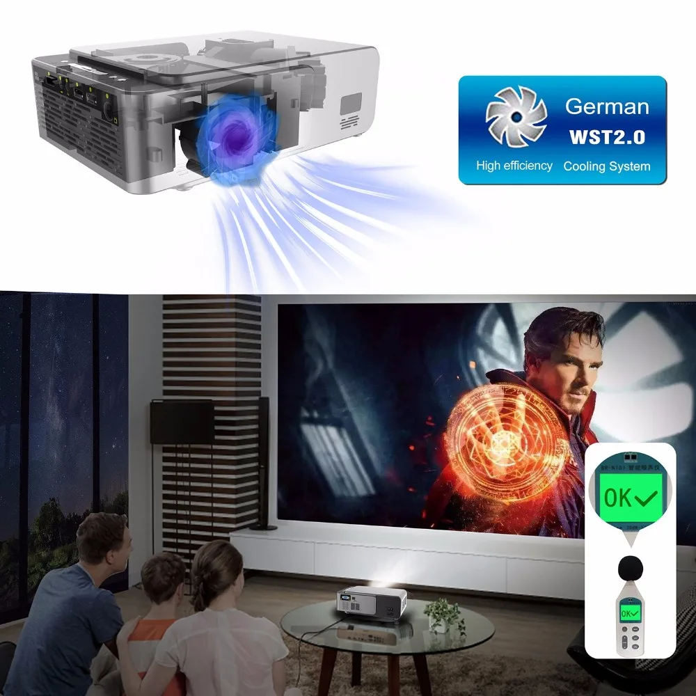 Top UK Plug HD Multimedia Portable LED Projector Projector Home Theater HDMI VGA AV USB SD Lamp Home Theatre W/Remote Control
