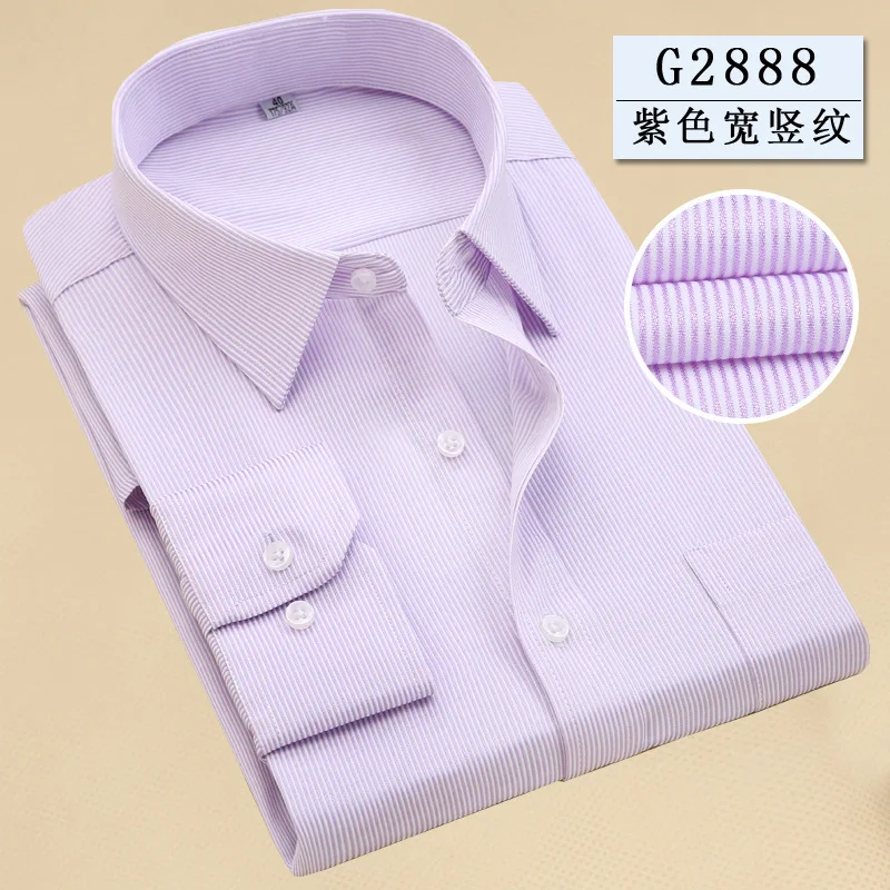 Брендовые мужские однотонные рубашки, деловые мужские рубашки с длинными рукавами, весенние и осенние повседневные мужские рубашки без утюжка - Цвет: G2888