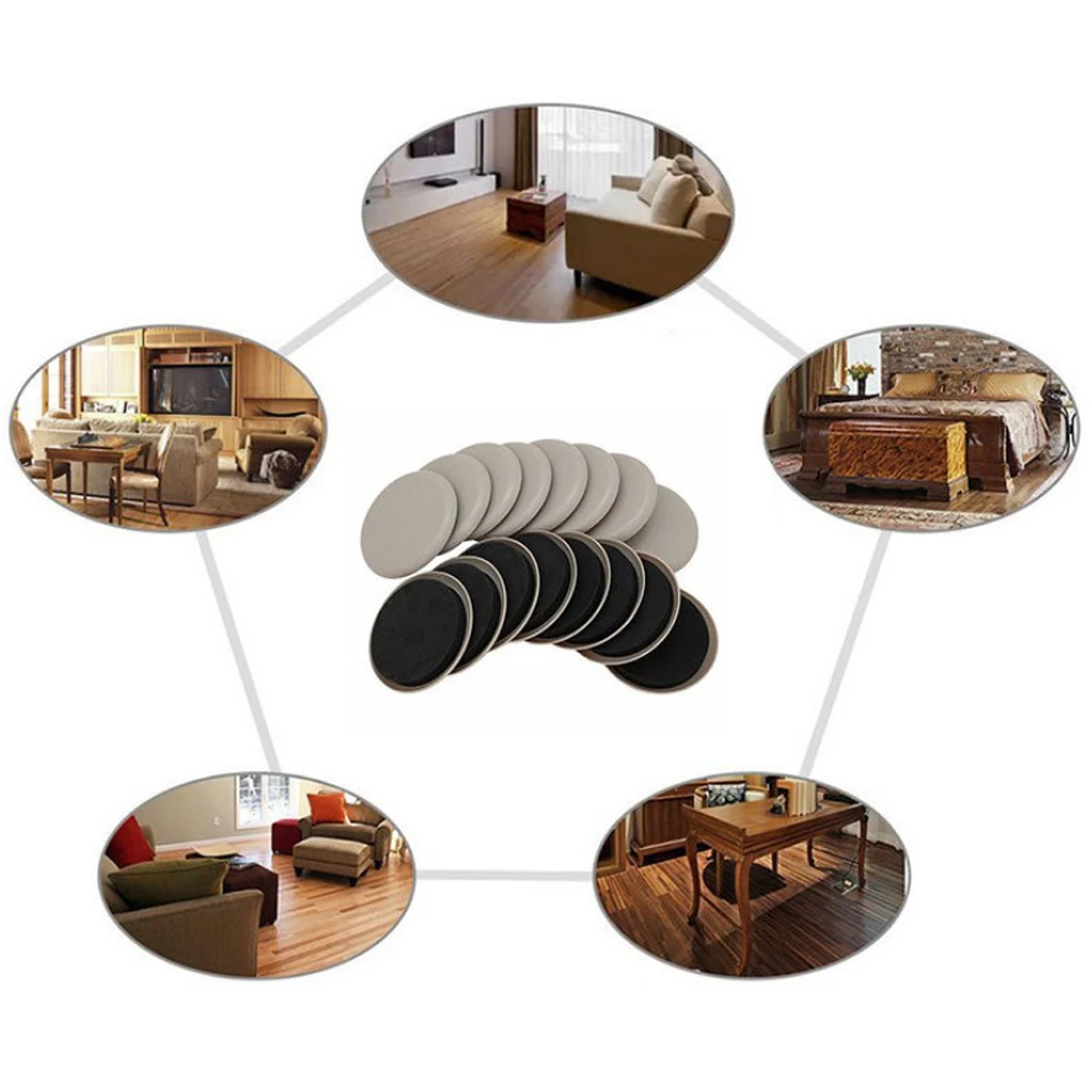 Self Adhesive Chair Leg Pads Non-slip Floor Protectors Furniture Chair Sofa Table Plastic Pads Feet Cap Round Leg Sticky Black