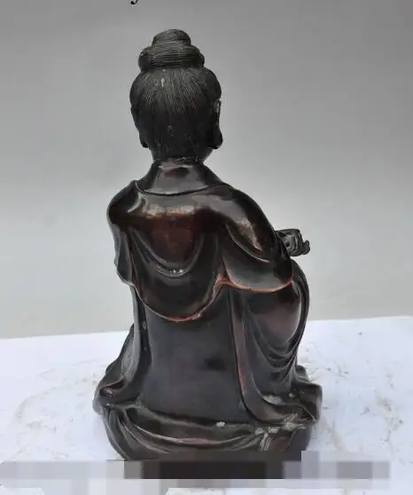 

S0859 11"old chinese Antique Palace pure Purple bronze Kwan-Yin goddess buddha statue
