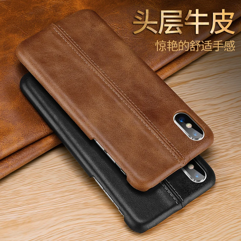 

CYBORIS for Apple iPhone 6 Plus 6S 7 7Plus Genuine Leather Case For iPhone 10 X 8 8Plus Stitching Pattern Cow Leather Back Cover