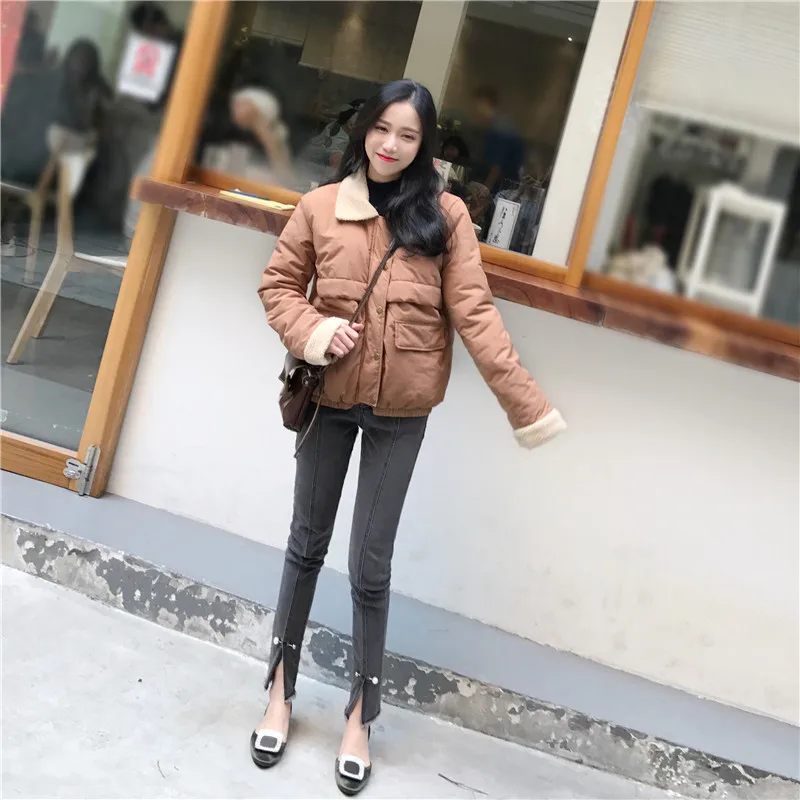 down puffer coat High Quality Wool Women Parkas Turn-down Collar Winter Short Coats Cotton Brown Vintage Jackets Fashion Coats Lu11 35 black puffer