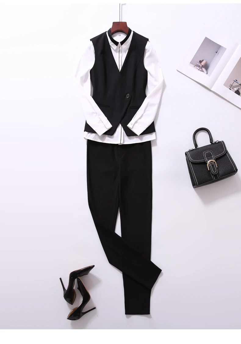 Fashion business Interview vest women new spring Slim V Neck Formal office ladies vest coat plus size uniforms