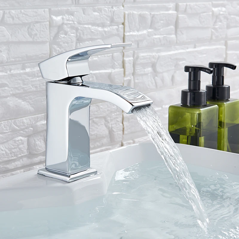 Quyanre белый черный цвет водопад смеситель для раковины с одной ручкой ...