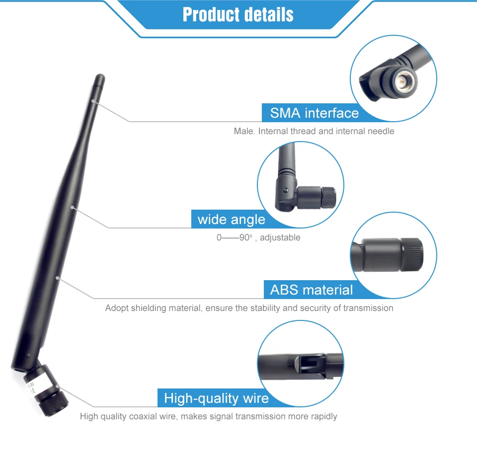 915MHz 3.0dBi интерфейс усиления SMA-J TX915-JKS-20 50 Ом Сопротивление менее 1,5 КСВ Высококачественная всенаправленная антенна