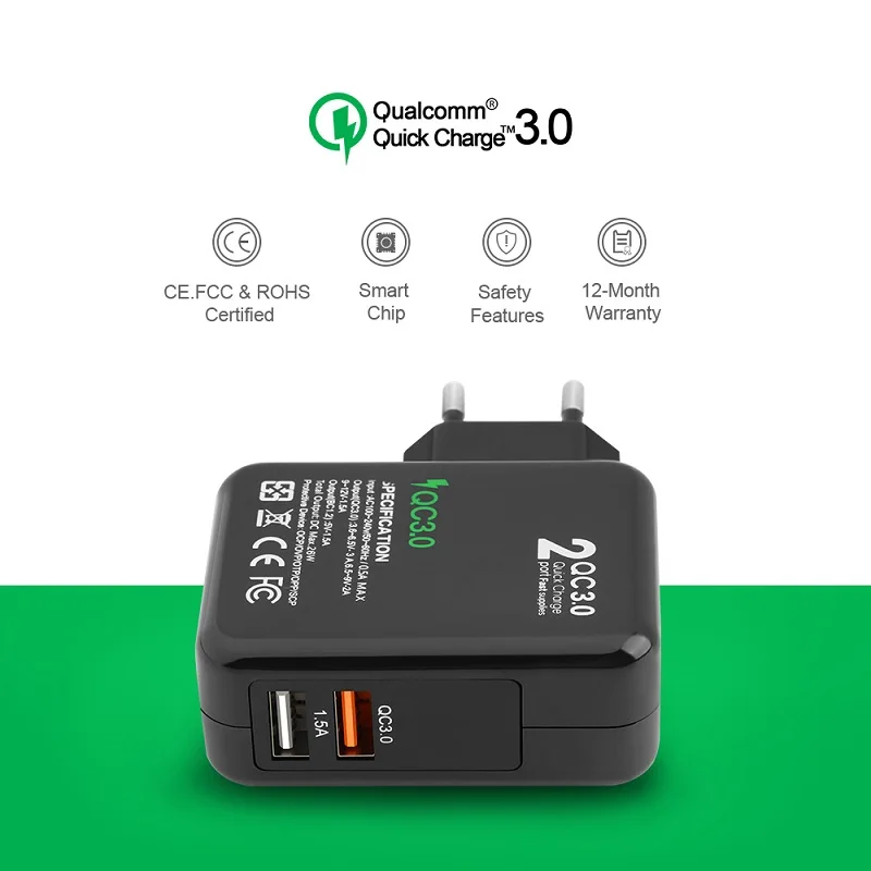 Rocketek универсальное usb зарядное устройство Quick Charge QC 3 0 быстрое для мобильного