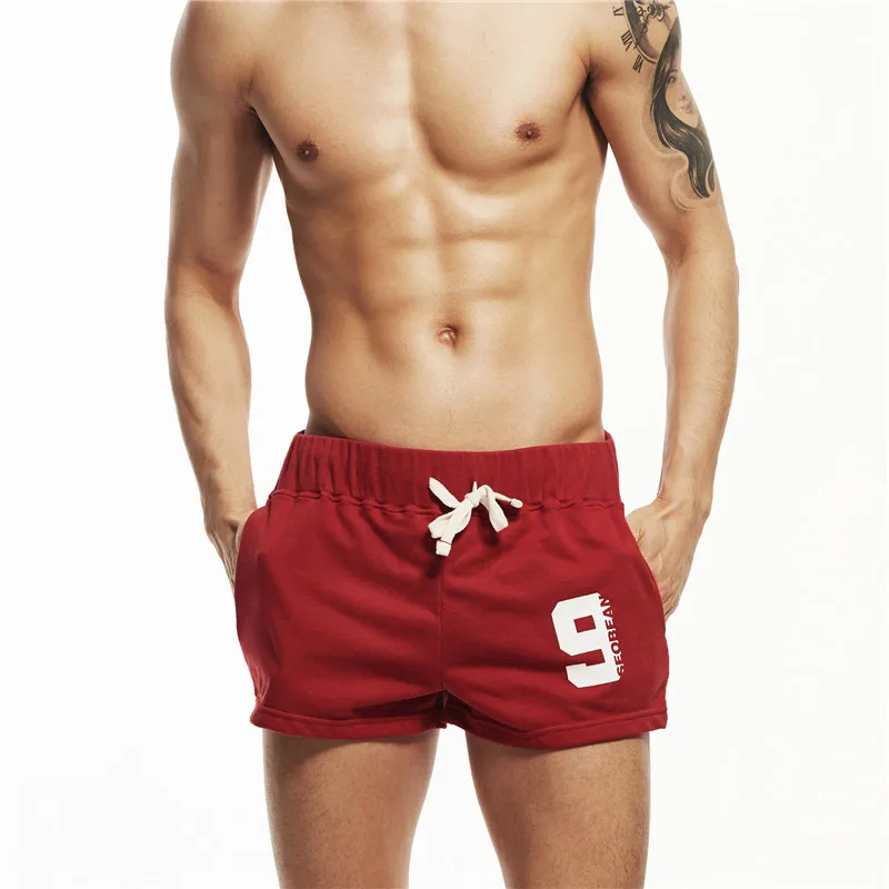 Seobean мужские повседневные шорты, хлопковые спортивные штаны для фитнеса, короткие летние шорты для бега, Мужская домашняя одежда, горячие шорты Gymi - Цвет: Красный