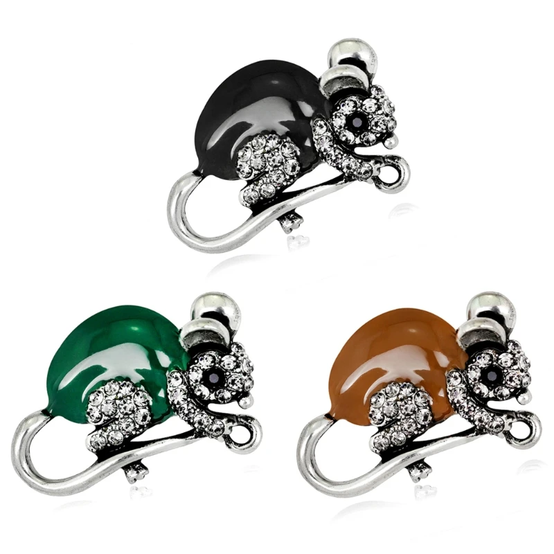 

Rhinestone Enamel Mouse Brooches Collar Pins Corsage Animal Badges Jewelry Women