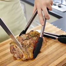 TENSKE силиконовые щипцы для барбекю длинные кухонные кулинарные салат сервировка нержавеющая сталь ручка посуда еда клип u71123