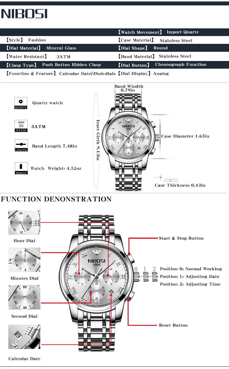 NIBOSI Relogio Masculino Mens Watch Silver and Gold Men's Watches Clock Man Full Steel Quartz Clock Man Stainless Steel Watch (4)