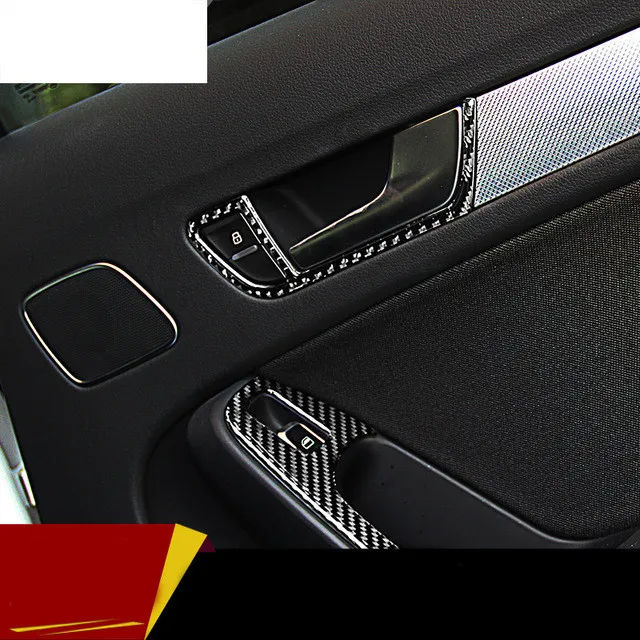 

Carbon fiber door handles frame cover trim auto accessories interior car doorknob box modified strip 3D stickers for Audi A4 A5