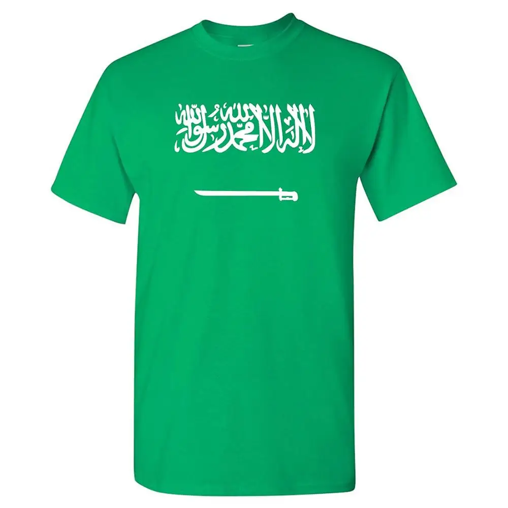 

Asian and Middle Eastern Saudi Arabia National Pride Country Flags Basic Newest 2019 Fashion Summer Short Sleeves Cotton T Shirt