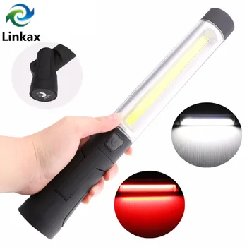

COB LED Work Light Lamp White/Red Warning Light Road Safety Flashlight Torch with Magnet For Outdoor Camping Emergency Lighting