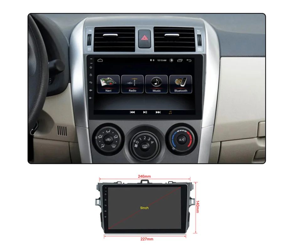 Excellent NaviFly 1G+16G/2G+32G Android 8.1 car multimedia player for Toyota corolla 2006-2011 9 inch car stereo radio video audio player 4
