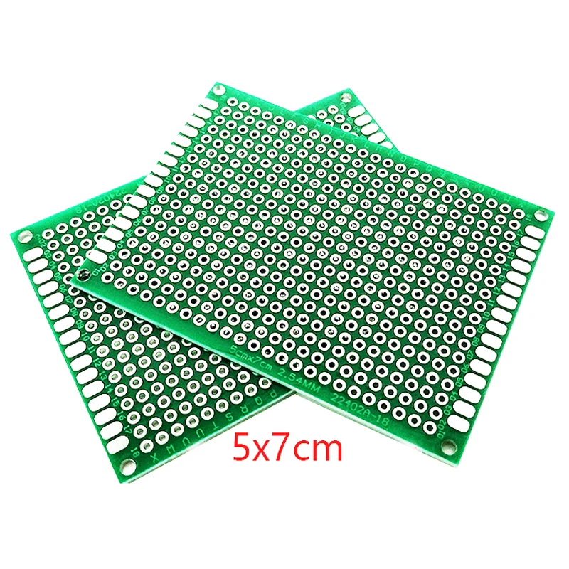 

50pcs 5*7cm Double-Sided PCB Universal Circuit Experiment Board FR-4 Fiberglass Plate DIY Prototype Matrix Green Oil Spray Tin