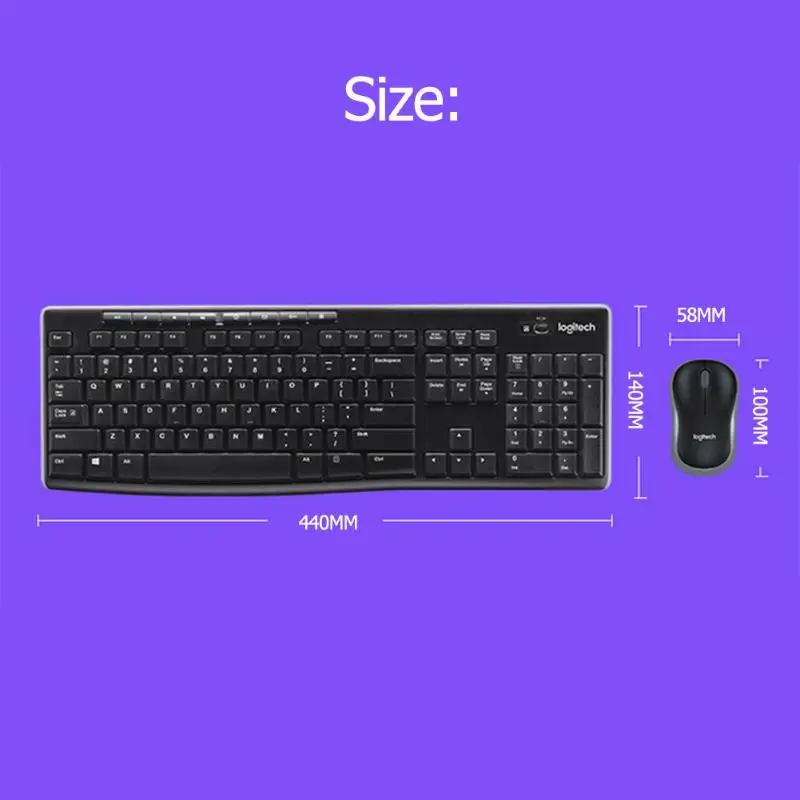 Комбинированная клавиатура для мыши logitech MK270, 2,4G, беспроводная оптическая мышь с восьми ярлыками, долговечная для настольного ПК