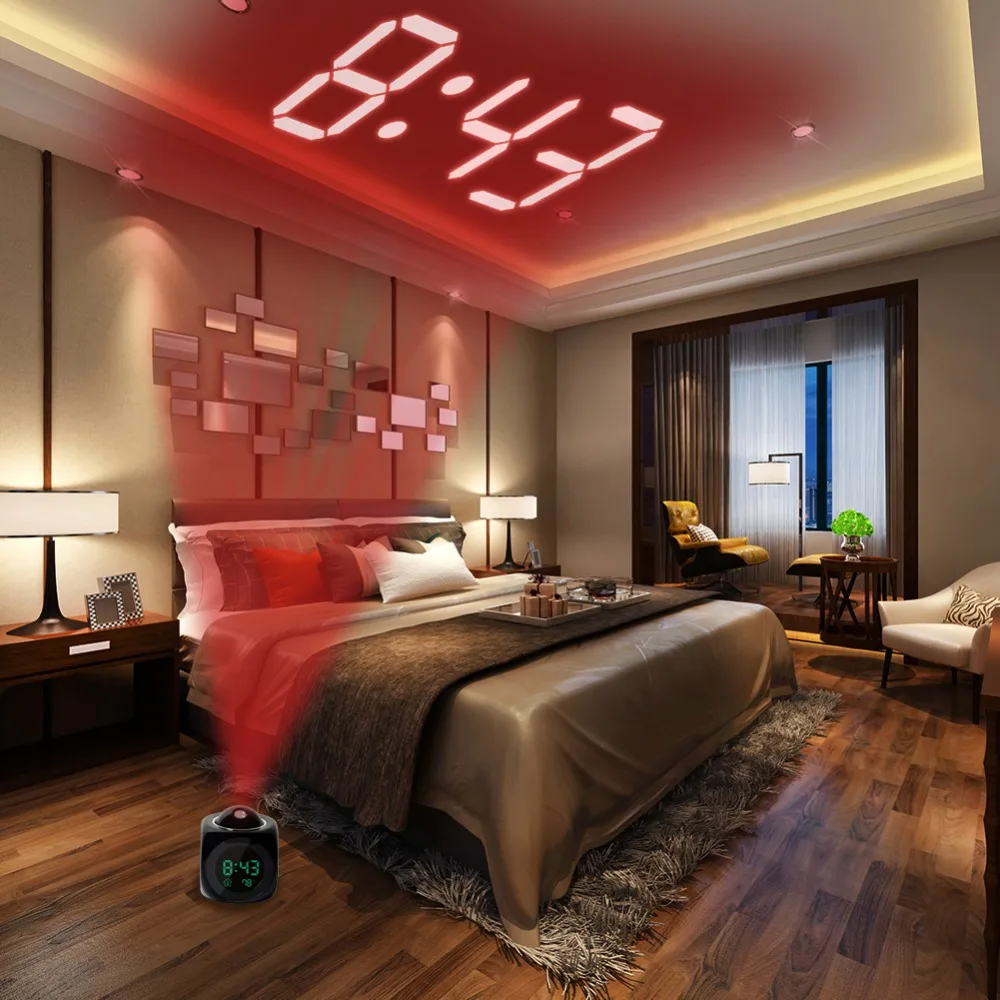 

LED Projection Alarm Clock Snooze Kids Alarm Clock Projector Digital Clock Wake Up Light With Time Report Backlight Function