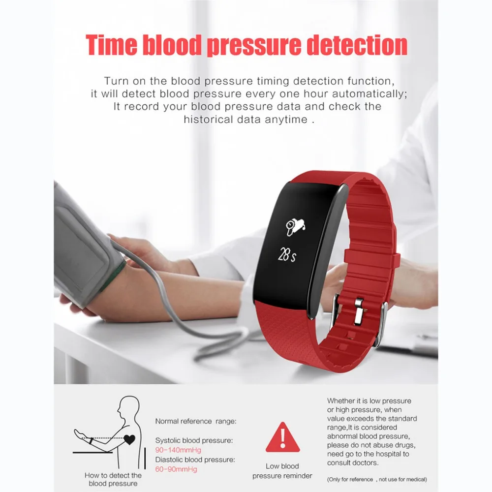 A86 Смарт Браслет крови Давление сердечного ритма Фитнес трекер Smartband часы Пульс