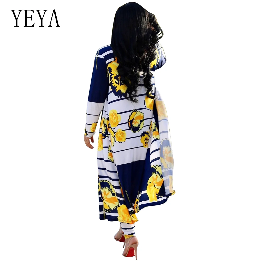 YEYA Women Two Piece Outfits Print Jumpsuits Rompers Long Sleeve Elegant Bodycon Jumpsuit Casual Work Wear Female Party Overalls
