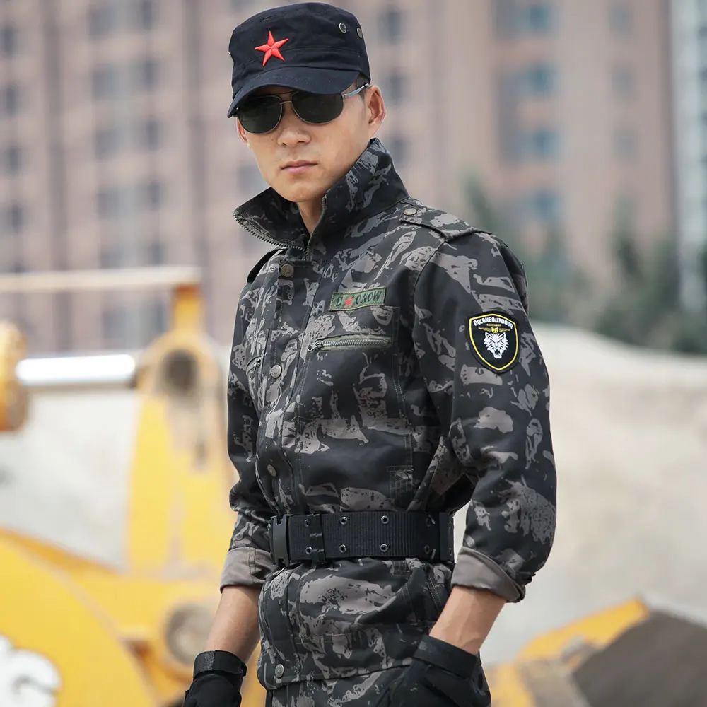 Уличный военный костюм для тренировок пальто + брюки мужские камуфляжные