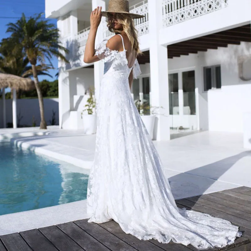 

Beach Wedding Dresses 2019 Boho Wedding Dresses Lace Bridal Gowns Country Bride Dress vestido de noiva