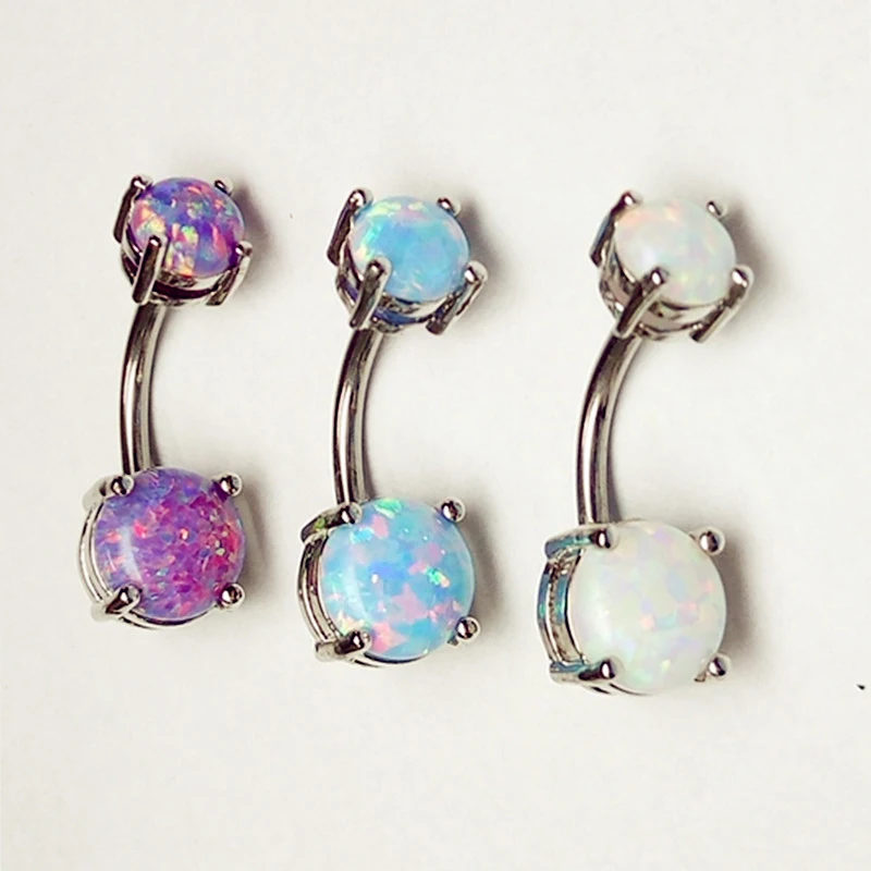 New Brand Opal Gem Navel Piercing Belly Button Rings 14G Body Piercing