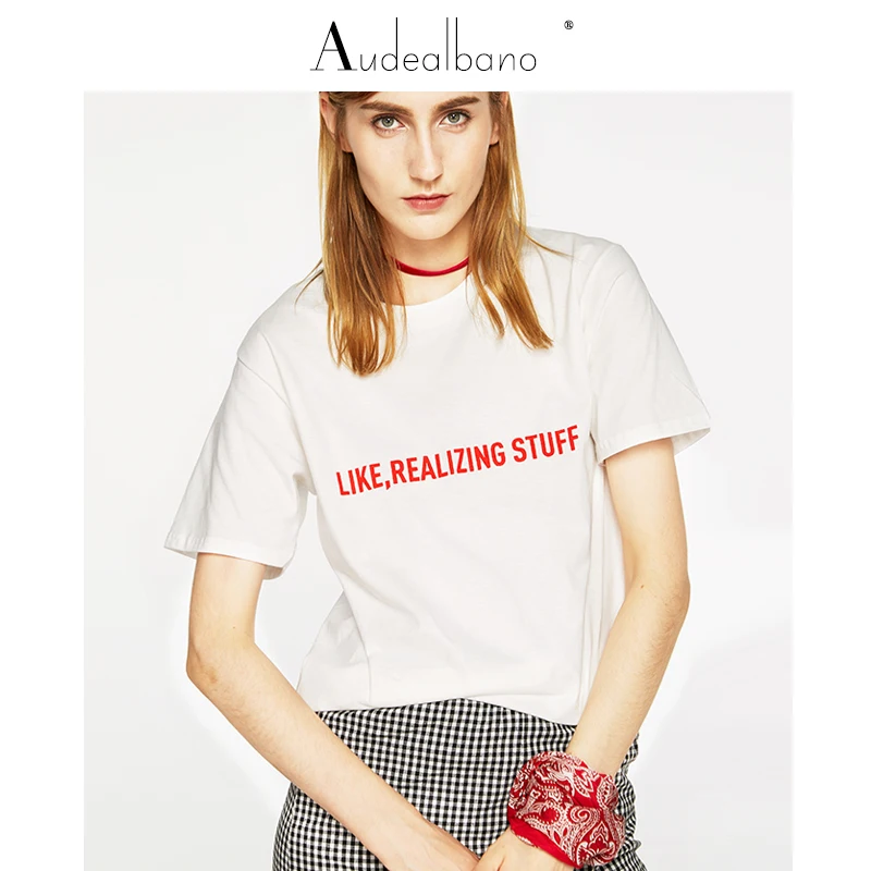 Письмо слоган футболка Для женщин летние футболки свободные короткий рукав